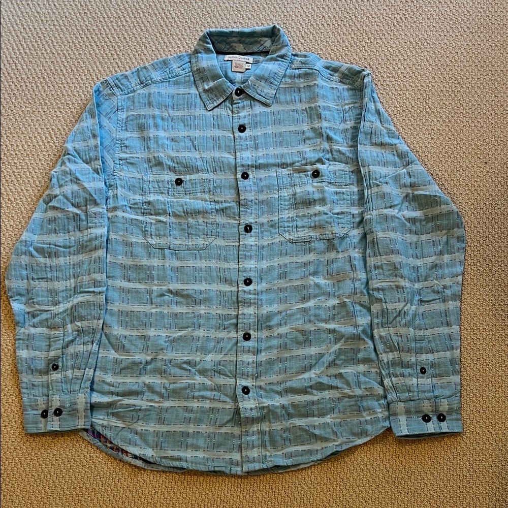 Carbon2Colbalt Plaid Button Down Shirt Men’s M Light Blue Spring Double Pocket